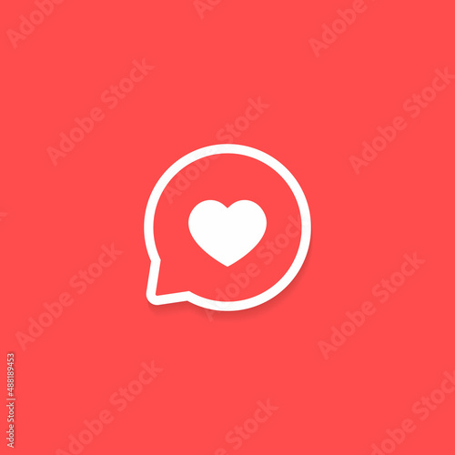 Love, Heart Icon Vector in Speech Bubble Line