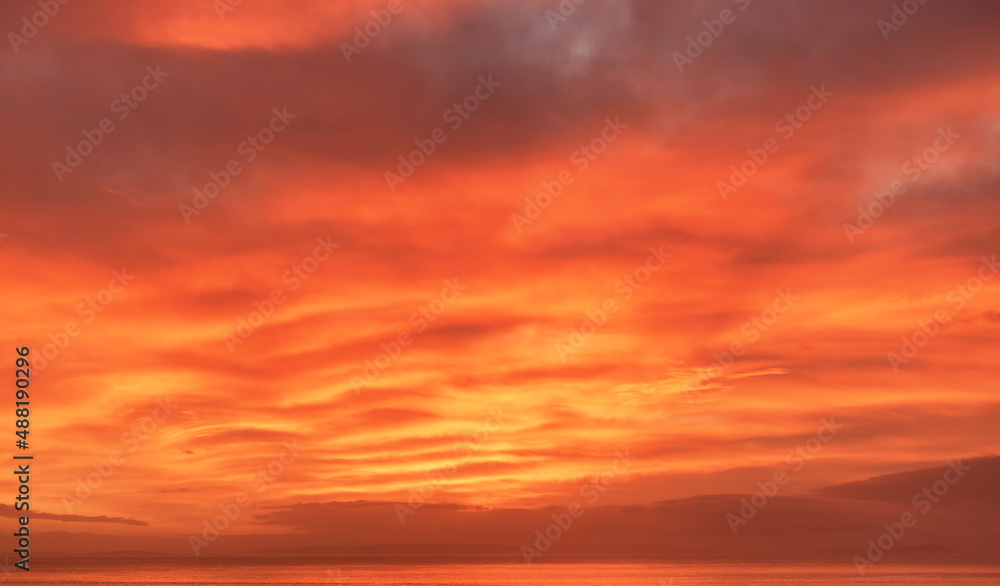 Orange Sunrise, Sunset over the Sea
