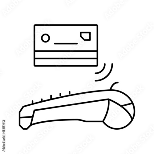 card contactless payment pos terminal line icon vector illustration