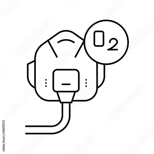 pilot oxygen facial mask line icon vector illustration
