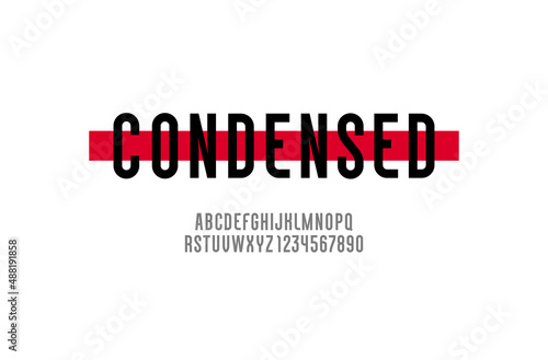 Condensed font, rounded high alphabet, modern letters and numbers, for your designs logo, movie banner, cinema poster and more