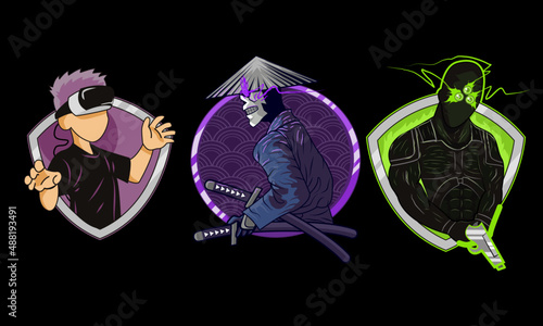 bundle of e sport mascot suitable for electronic sport team logo