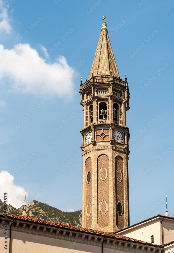 Bell tower of the Basilica of Saint Nicholas in Lecco, Italy