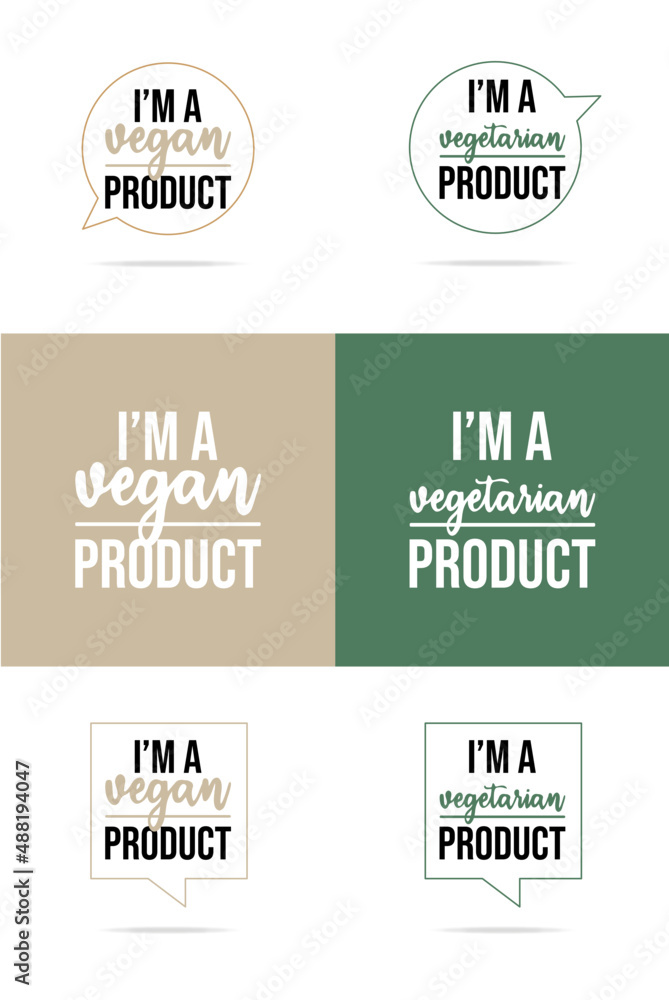 Obraz premium set of vegan and vegetarian logos 