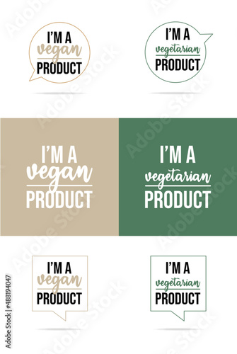 set of vegan and vegetarian logos 