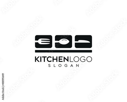 Abstract kitchen spoon, fork, knife logo vector design, kitchen logo design