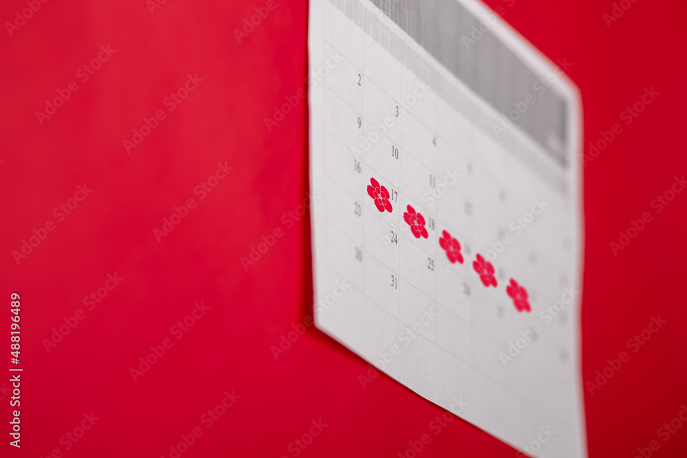 menstrual period,calendar of menstruation, female cycle, days are