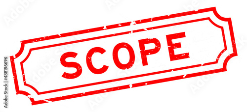 Grunge red scope word rubber seal stamp on white background