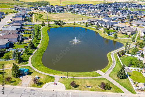 Aerial view of Warman, Saskatchewan on the Canadian Prairies photo