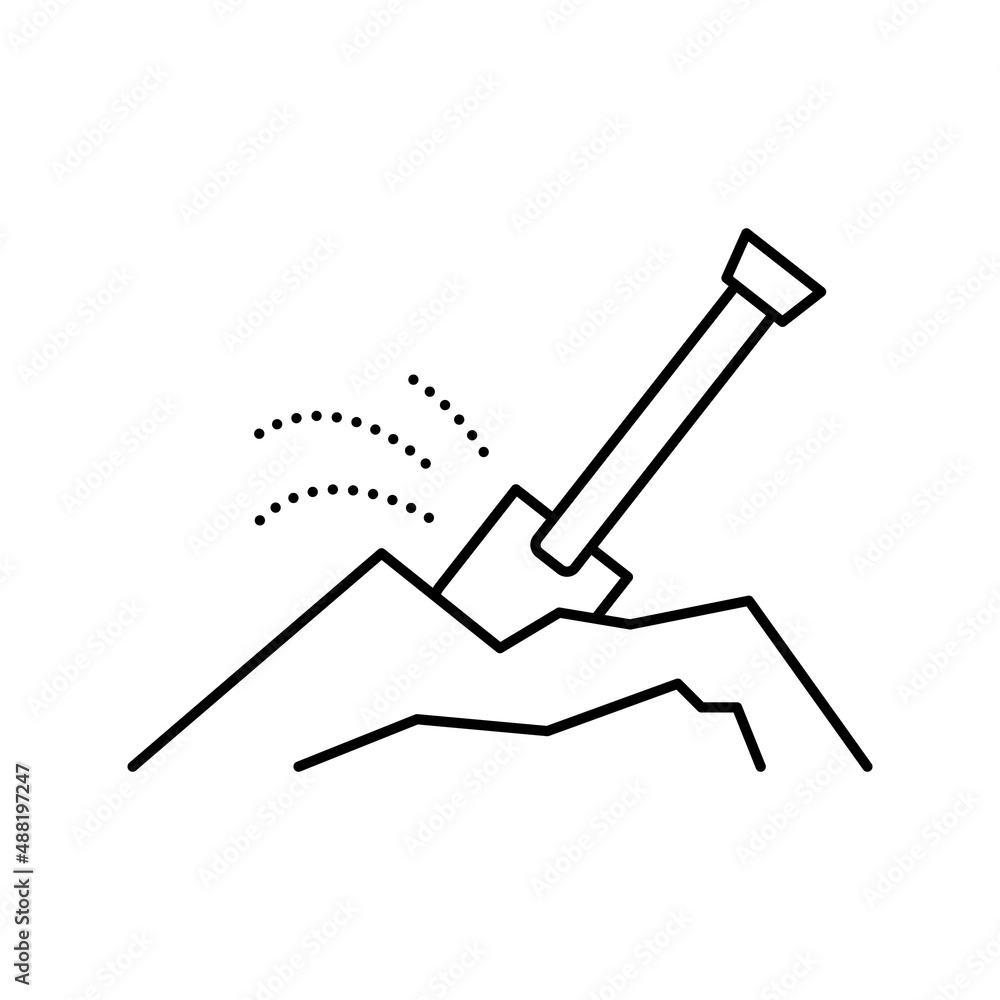 shovel dig hole line icon vector illustration shovel dig hole line icon vector illustration