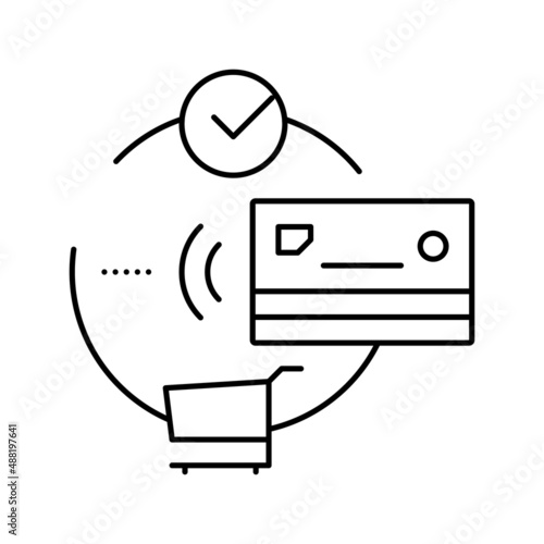 contactless payment with credit card line icon vector illustration