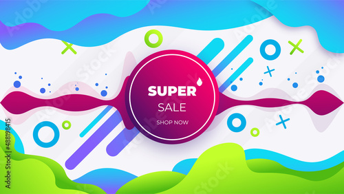 Web colorfull banner for shopping and bussines super sale shop now