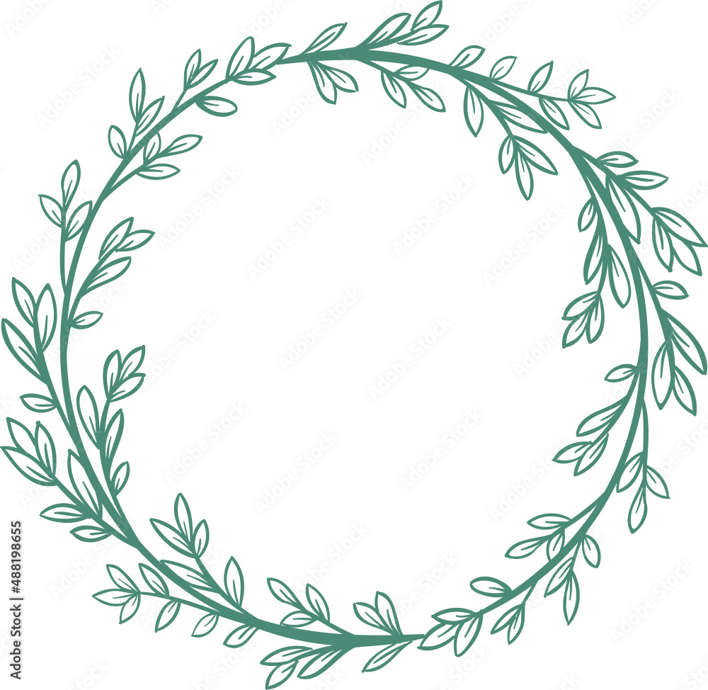 Decor leaves. Hand drawn greenery branches Decor leaves. Hand drawn greenery branches