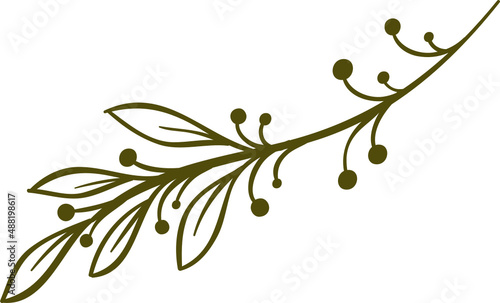 Decor leaves. Hand drawn greenery branches