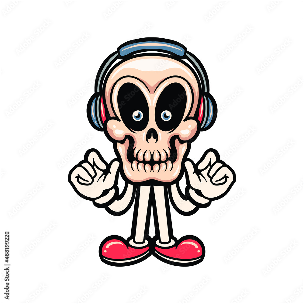cool skull cartoon vector design