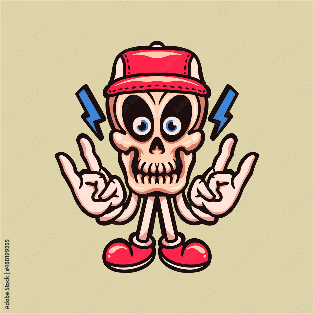 funky skull cartoon vector design funky skull cartoon vector design