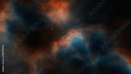 Fototapeta Naklejka Na Ścianę i Meble -  colorful space background with stars, nebula gas cloud in deep outer space, science fiction illustrarion 3d illustration
