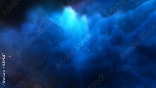 colorful space background with stars, nebula gas cloud in deep outer space, science fiction illustrarion 3d illustration  © ANDREI