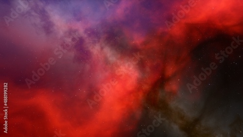 colorful space background with stars, nebula gas cloud in deep outer space, science fiction illustrarion 3d illustration  © ANDREI