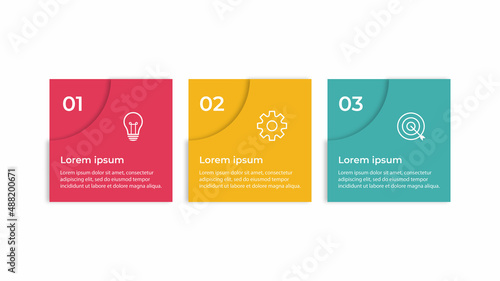 Timeline infographic design with circle for business template. Vector 3 steps.