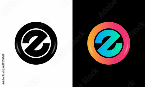 initial letter logo Z inside circle shape, OZ, ZO, Z inside O rounded upper case black monogram