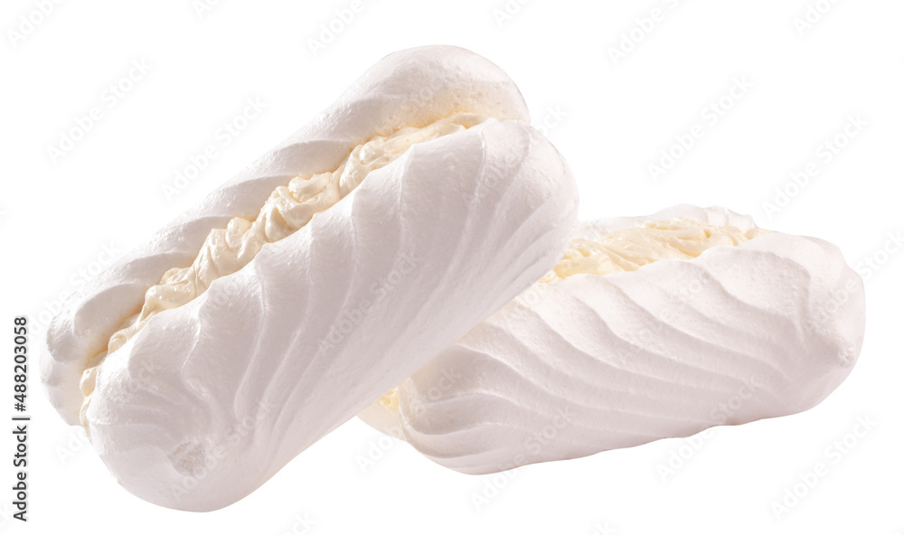 Meringue cookie sandwiches with buttercream isolated on white Meringue cookie sandwiches with buttercream isolated on white