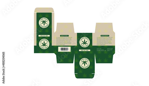 Hemp or CBD cream square size label design or packaging design template