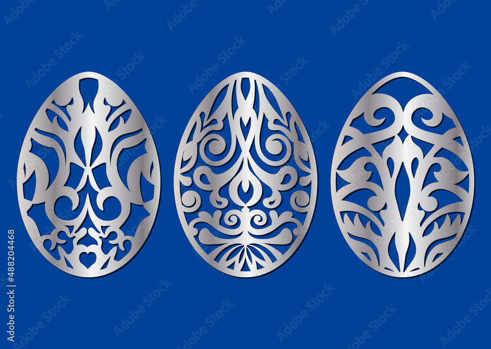 Fototapeta premium Carved pattern on eggs. Easter decoration for eggs