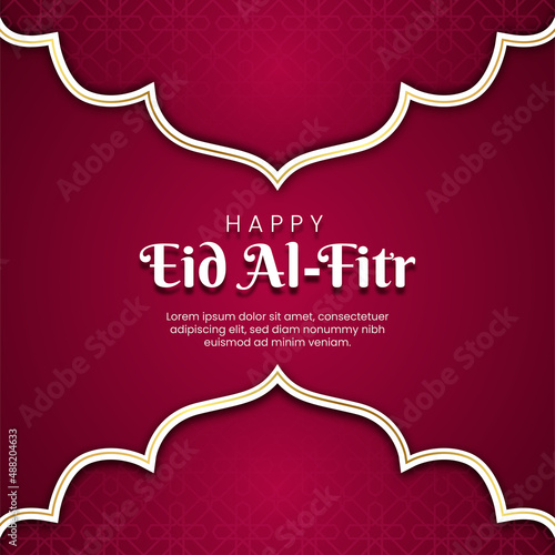 Luxury red eid al-fitr background template Premium Vector