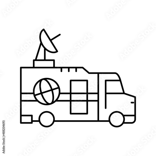 truck news line icon vector illustration