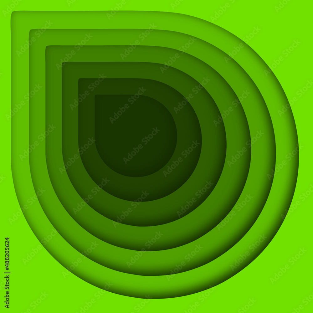 Abstract green background with shapes and shadows