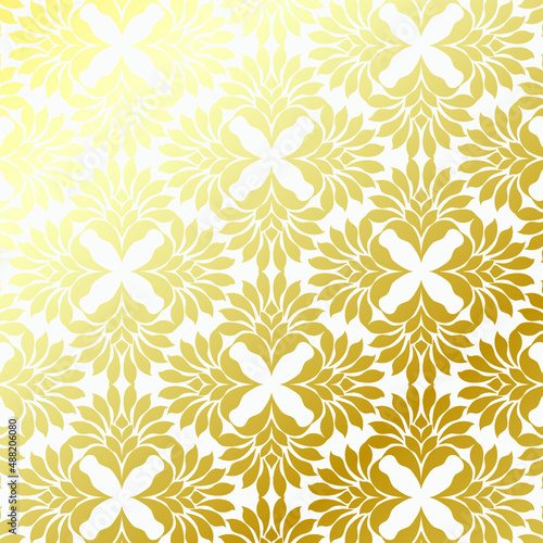 Abstract flower vector pattern, repeating abstract flower in Thai or Chinses styles. Pattern is clean for fabric, wallpaper, printing. Pattern is on swatches panel