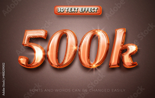 500k red ruby 3d editable text effect style