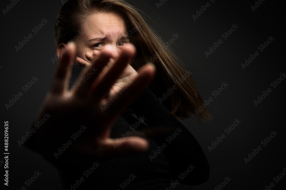 Young woman suffering from a severe depression/anxiety Young woman suffering from a severe depression/anxiety