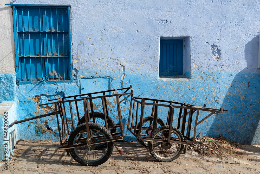 Trolleys to transport heavy items in Chefchaouen, Morocco