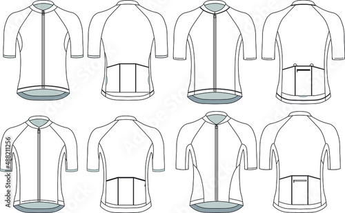 Cycling Short Sleeve Jersey Blank Template Illustration Vector