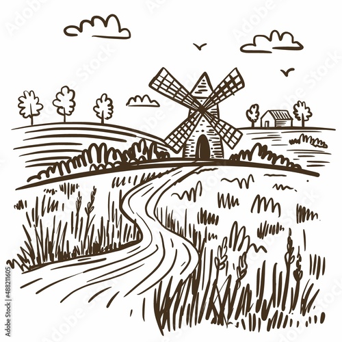 Illustration of a windmill