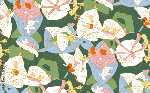 Seamless vector pattern with blooming caprifolia © Ivan