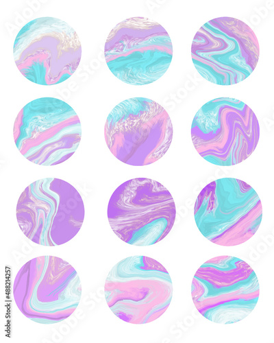 Highlight vector illustration. Icons set for social media. Collection of pink flat line covers for female.