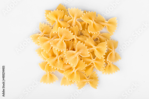 Farfalle placed on a white background