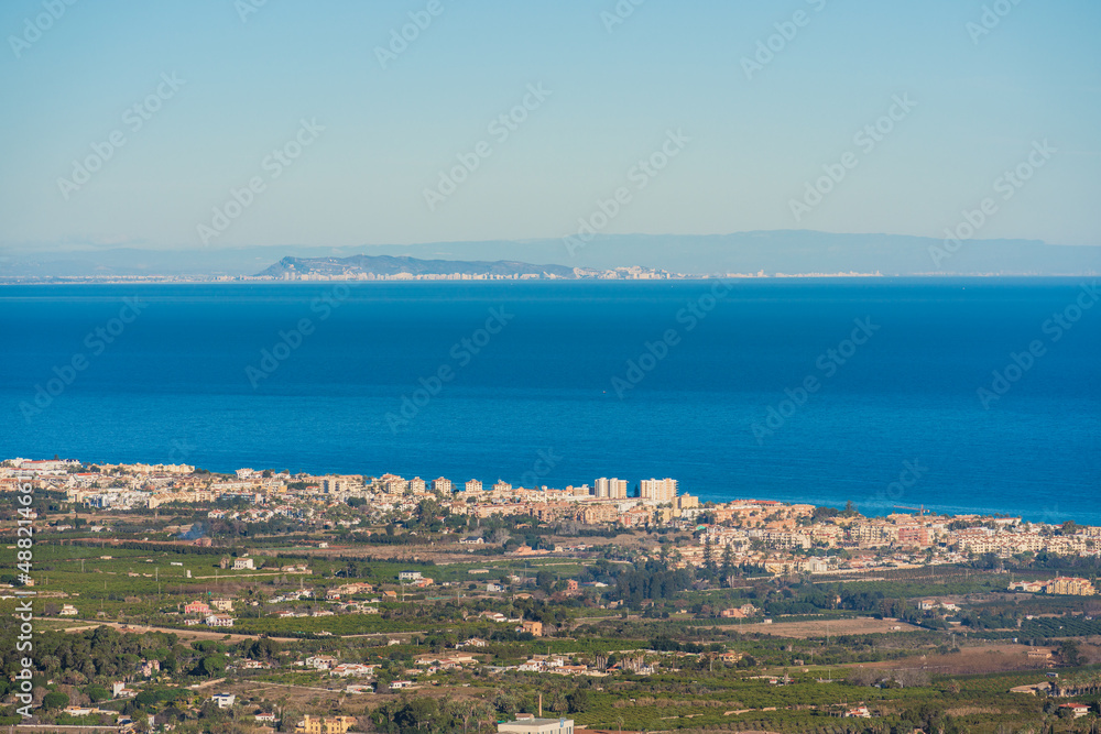 Aerial view of Valencian Mediterranean coast seen from the Montgó in Dénia