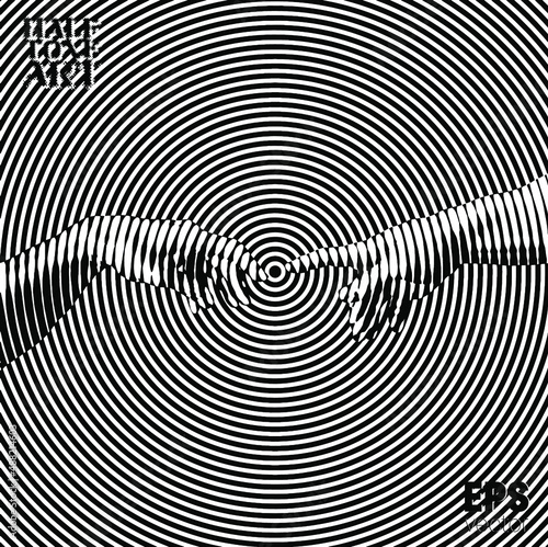 Halftone Art. Vector illustration of hands reaching out for touch in black and white circle line halftone vintage style design.