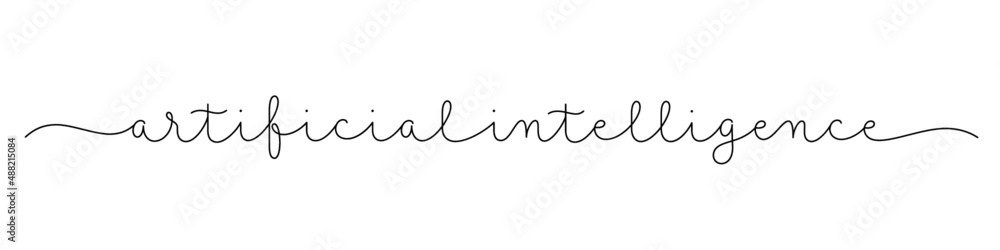 ARTIFICIAL INTELLIGENCE black vector monoline calligraphy banner with swashes ARTIFICIAL INTELLIGENCE black vector monoline calligraphy banner with swashes