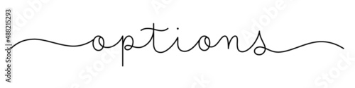 OPTIONS black vector monoline calligraphy banner with swashes