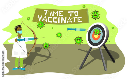 Vaccination concept design. Time to vaccinate banner. COVID-19 and flu vaccinations to protect you and your family