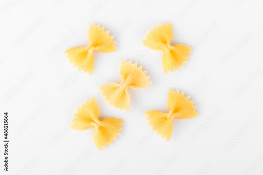 Farfalle placed on a white background Farfalle placed on a white background