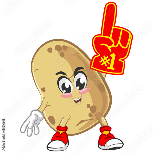 vector illustration of cute potato mascot wearing finger foam