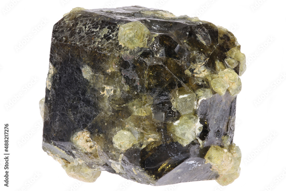 cubic grossular from Siberia, Russia isolated on white background cubic grossular from Siberia, Russia isolated on white background