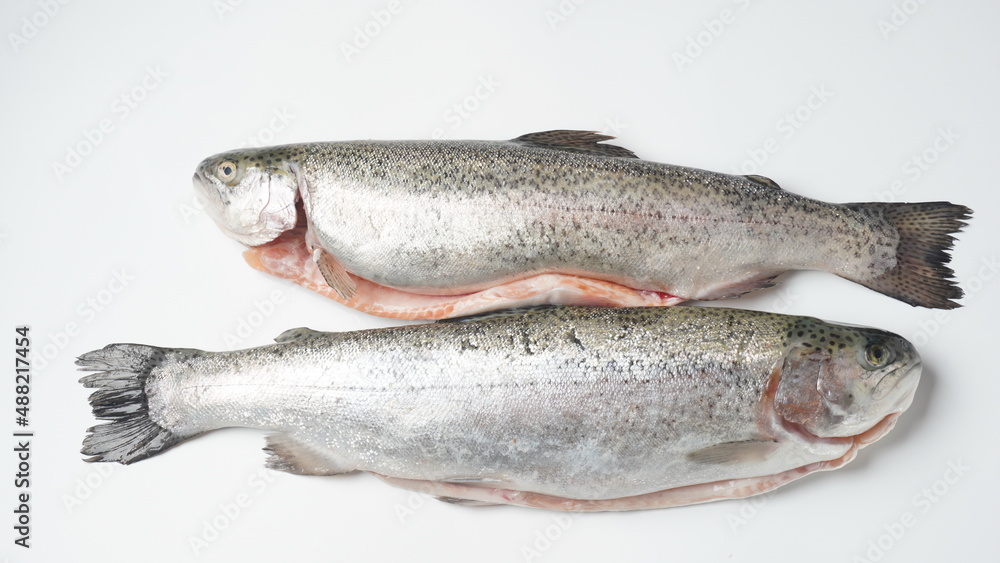 Fresh trout on a table. Healthy seafood and dieting concept. Fresh trout on a table. Healthy seafood and dieting concept.