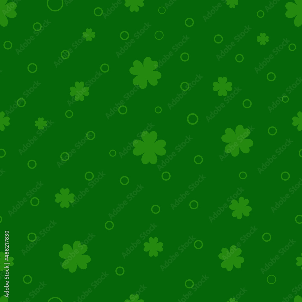 Saint Patrick's day Seamless Pattern with Clover Leaf on Green Color Background Saint Patrick's day Seamless Pattern with Clover Leaf on Green Color Background